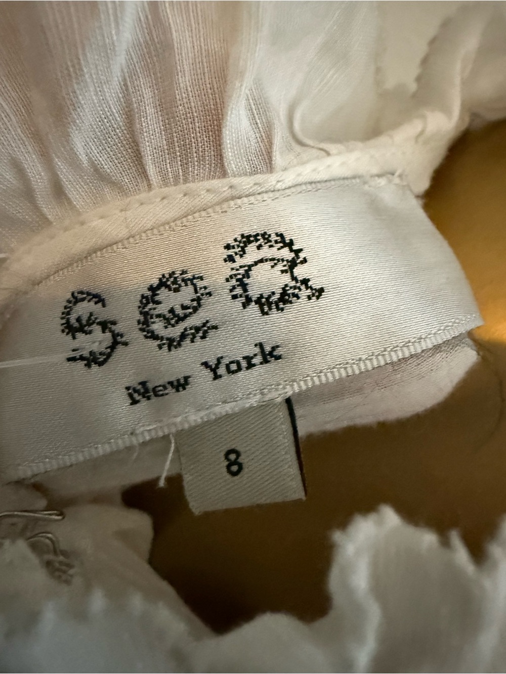 Sea New York Cream and Black Ruffled Dress Label Detail - Picture 2 of 4